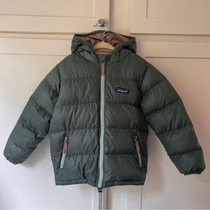 4T Patagonia Hi Loft Puffer Down Sweater Hoody Green Blush